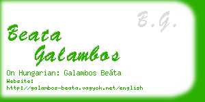 beata galambos business card